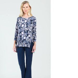NWT Navy Rose Parachute Hem Tunic Top by Clara Sunwoo
